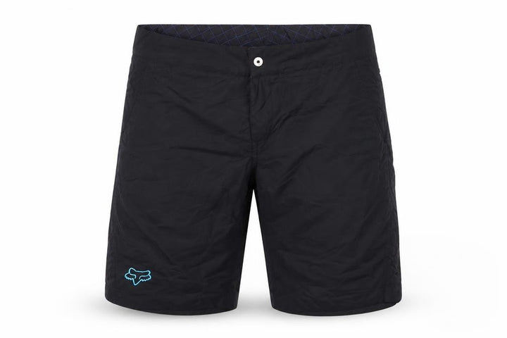 Front view of Fox Men's Black L Biker MTB Shorts Adjustable Waist Zip Pockets