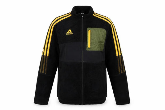 Adidas Men’s Black Yellow S Fleece Full Zip Sports Jacket