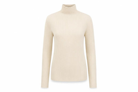 Zara Women’s Ivory UK 12 Ribbed Roll Neck Slim Fit Jumper
