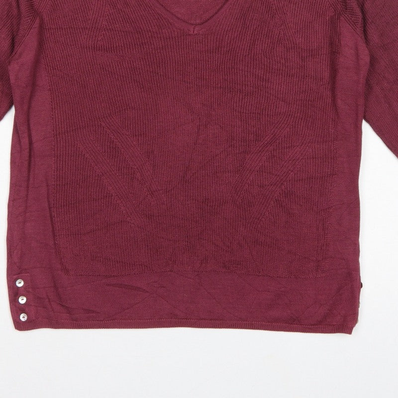 Per Una Women Purple Linen Cotton Knit Jumper UK 16 3/4 Sleeve