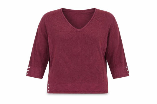 Per Una Women Purple Linen Cotton Knit Jumper UK 16 3/4 Sleeve