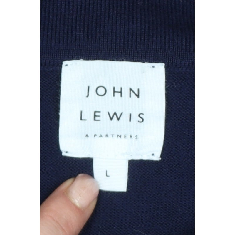 John Lewis Men’s Navy Blue L Merino Wool Collared Henley Jumper