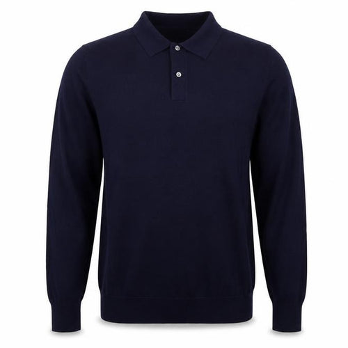 John Lewis Men’s Navy Blue L Merino Wool Collared Henley Jumper