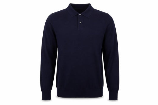 John Lewis Men’s Navy Blue L Merino Wool Collared Henley Jumper
