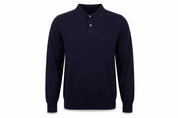 John Lewis Men’s Navy Blue L Merino Wool Collared Henley Jumper