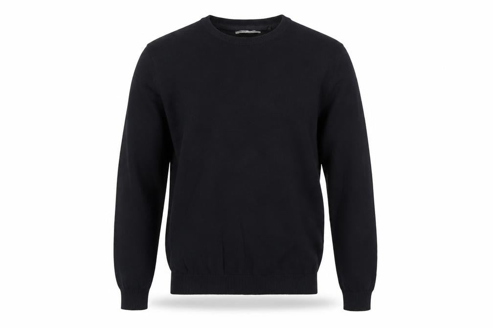 Front view of Jack & Jones Men’s Black, size S, Crew Neck Cotton Knit jumper