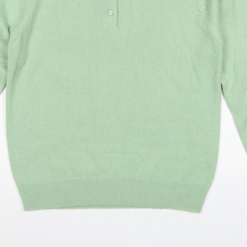 Damart Women’s Light Mint UK 16 Henley Collared Acrylic Knit Jumper