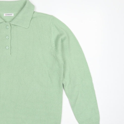 Damart Women’s Light Mint UK 16 Henley Collared Acrylic Knit Jumper