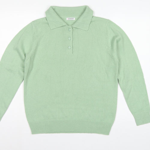 Damart Women’s Light Mint UK 16 Henley Collared Acrylic Knit Jumper