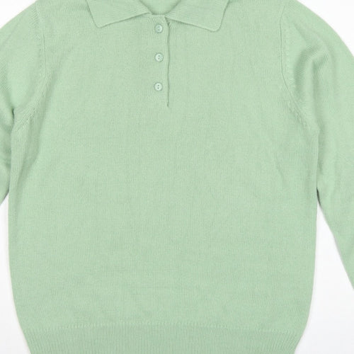 Damart Women’s Light Mint UK 16 Henley Collared Acrylic Knit Jumper