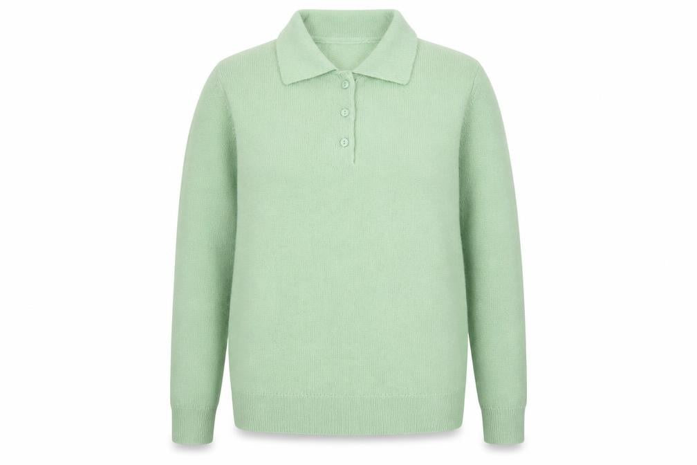Damart Women’s Light Mint UK 16 Henley Collared Acrylic Knit Jumper