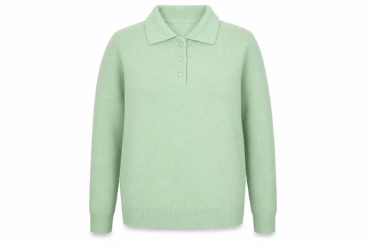 Damart Women’s Light Mint UK 16 Henley Collared Acrylic Knit Jumper