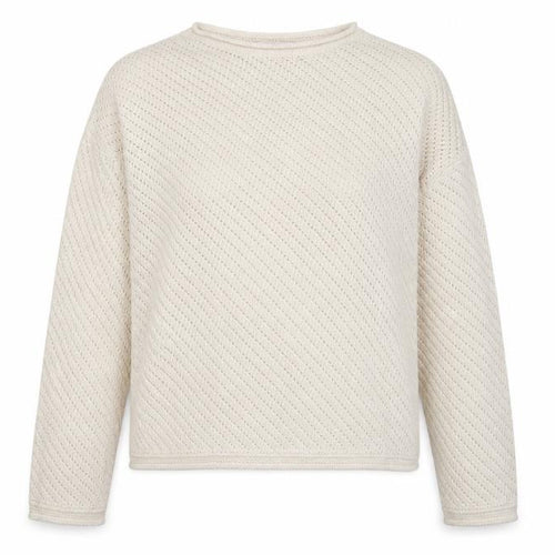 Marks & Spencer Women Ivory L Open Knit Round Neck Pullover Jumper