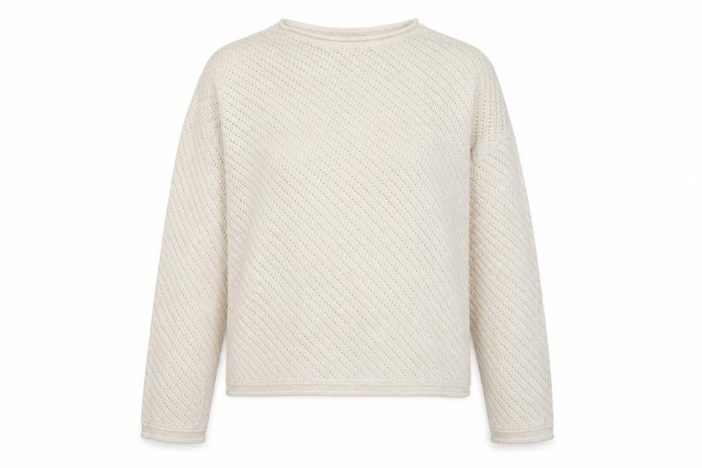 Marks & Spencer Women Ivory L Open Knit Round Neck Pullover Jumper