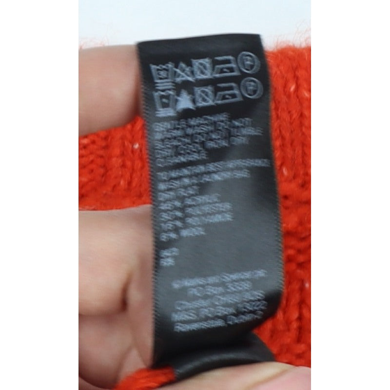 Additional view of Marks & Spencer Women's Orange Large V-Neck Geometric Knit Jumper