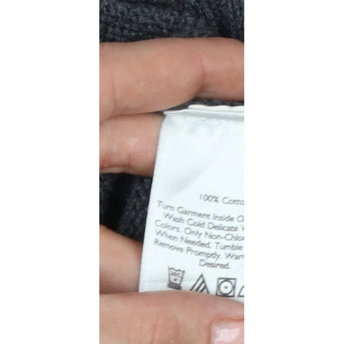 Eddie Bauer Mens Grey M Cotton Henley Knit Jumper Long Sleeve
