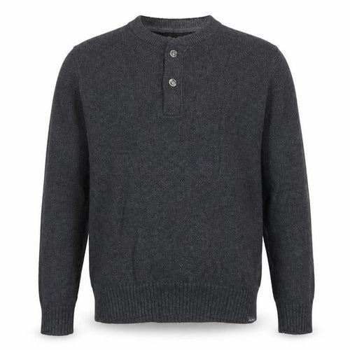 Eddie Bauer Mens Grey M Cotton Henley Knit Jumper Long Sleeve