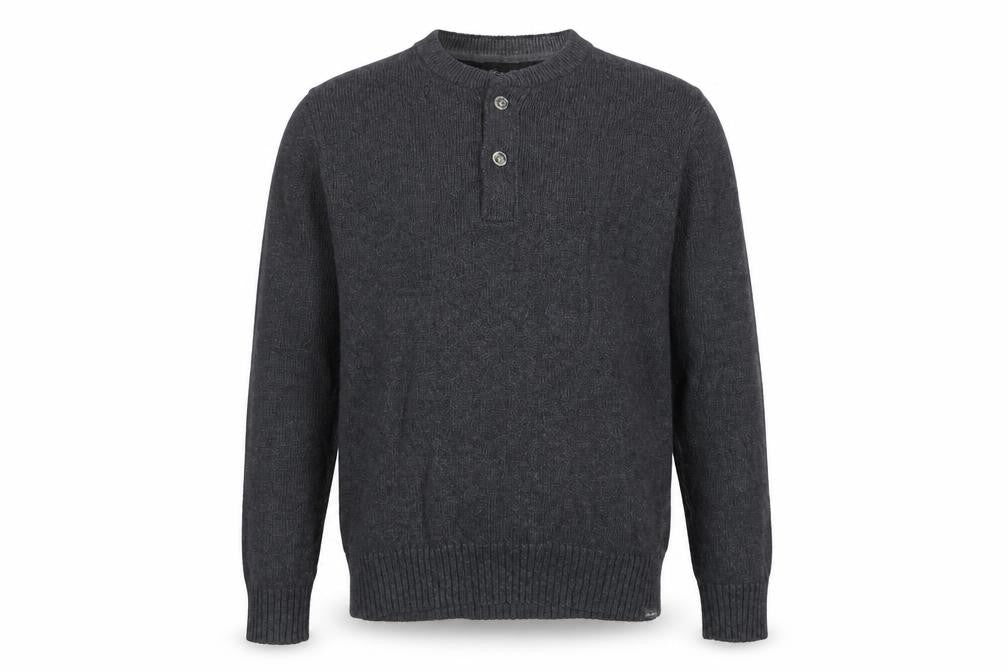 Eddie Bauer Mens Grey M Cotton Henley Knit Jumper Long Sleeve