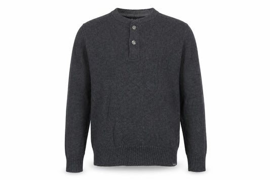 Eddie Bauer Mens Grey M Cotton Henley Knit Jumper Long Sleeve