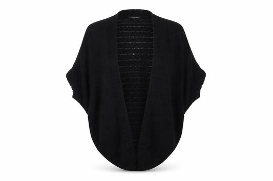Warehouse Women’s Black UK 10 Open-Knit High Neck Cape Poncho