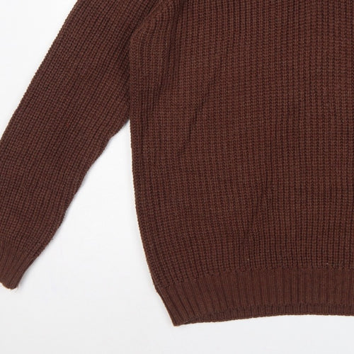 P.G. Field Men’s Brown L V-Neck Chunky Knit Acrylic Pullover Jumper