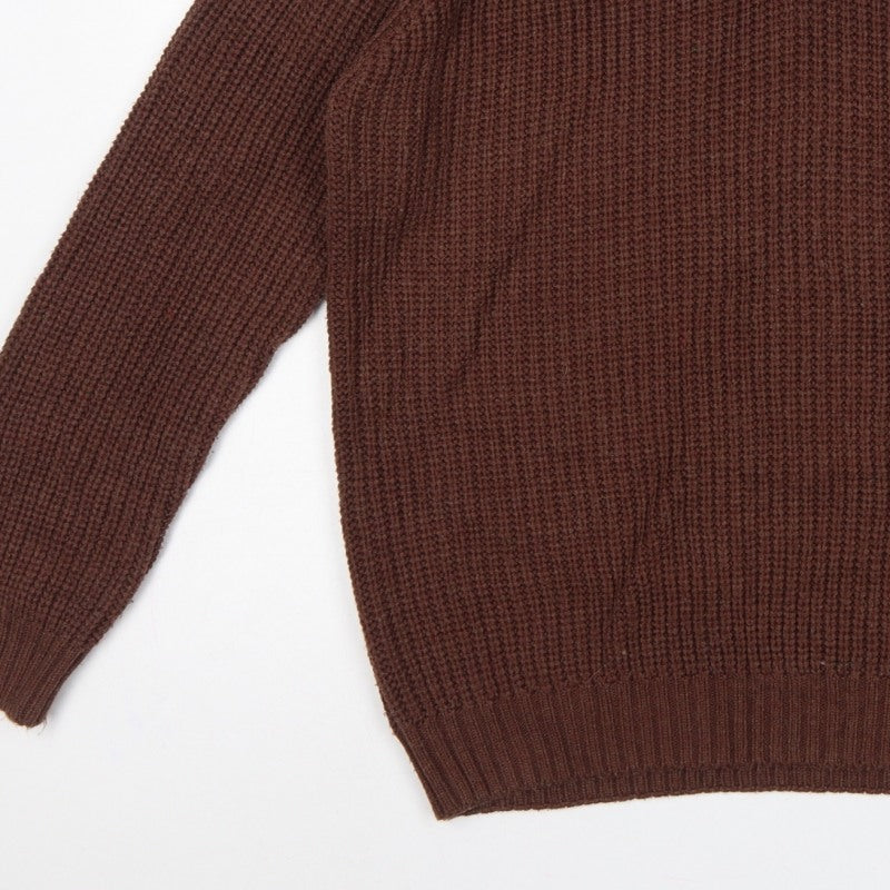 P.G. Field Men’s Brown L V-Neck Chunky Knit Acrylic Pullover Jumper