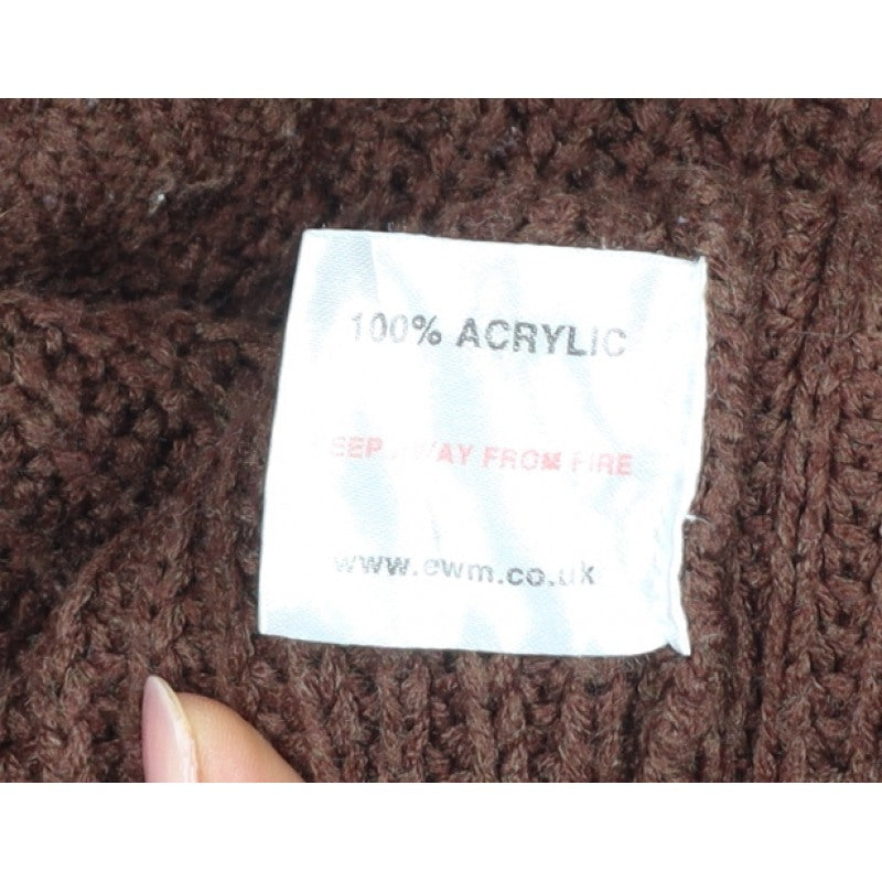 P.G. Field Men’s Brown L V-Neck Chunky Knit Acrylic Pullover Jumper