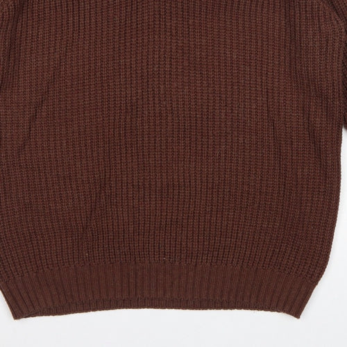 P.G. Field Men’s Brown L V-Neck Chunky Knit Acrylic Pullover Jumper