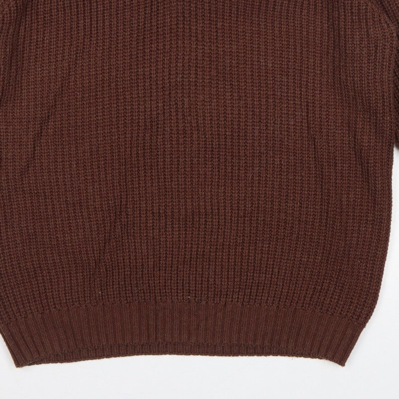 P.G. Field Men’s Brown L V-Neck Chunky Knit Acrylic Pullover Jumper