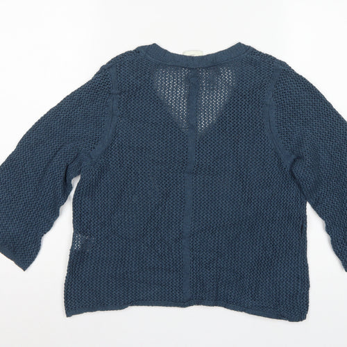 WRAP London Women’s Blue UK 10 Organic Cotton V-Neck Knit Jumper