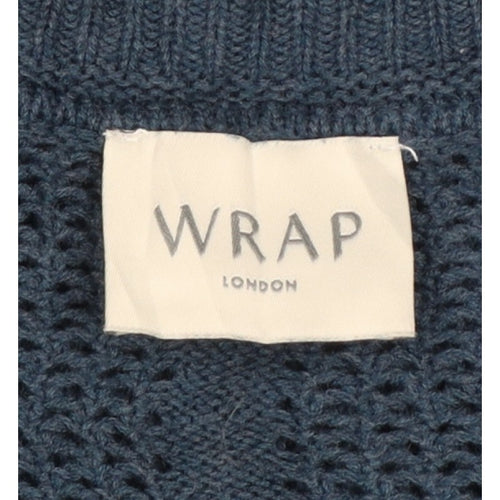 WRAP London Women’s Blue UK 10 Organic Cotton V-Neck Knit Jumper