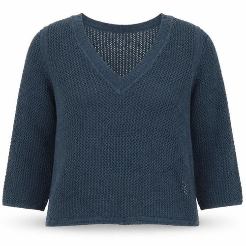 WRAP London Women’s Blue UK 10 Organic Cotton V-Neck Knit Jumper