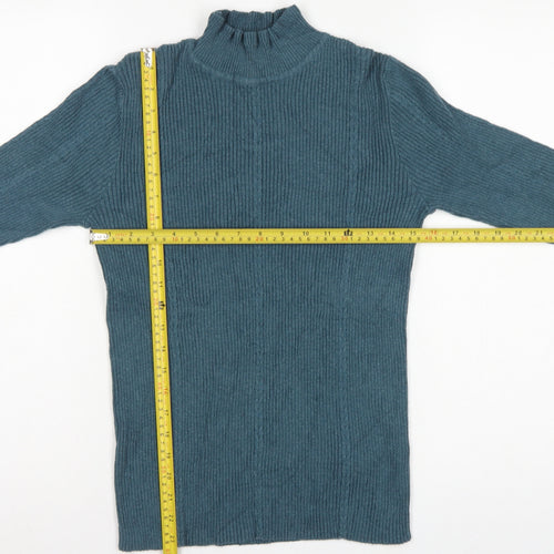 FatFace Women Green Rib Knit Roll Neck Pullover Jumper UK 12