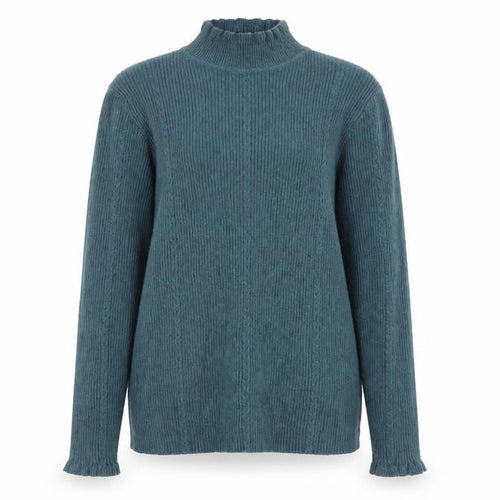 FatFace Women Green Rib Knit Roll Neck Pullover Jumper UK 12