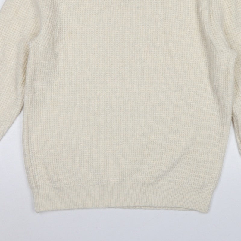 Zara Women Ivory S Waffle Knit Crew Neck Wool Blend Pullover Jumper