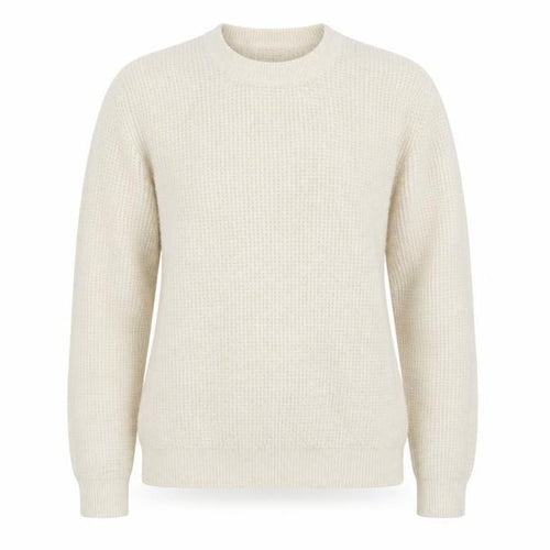 Zara Women Ivory S Waffle Knit Crew Neck Wool Blend Pullover Jumper
