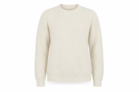 Zara Women Ivory S Waffle Knit Crew Neck Wool Blend Pullover Jumper