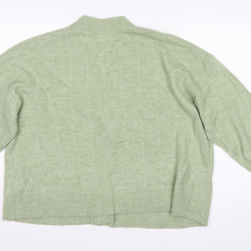 Monki Women Green XS V-Neck Button Knit Cardigan Pockets