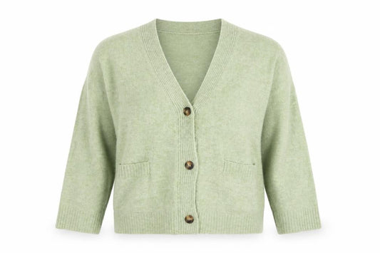 Monki Women Green XS V-Neck Button Knit Cardigan Pockets