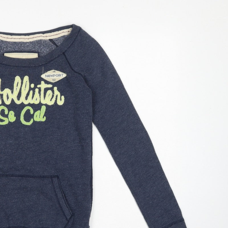Hollister Women’s Blue XS Graphic Logo Pullover Sweatshirt Pocket