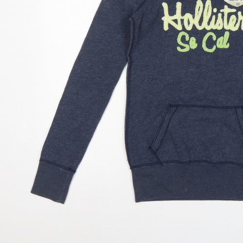 Hollister Women’s Blue XS Graphic Logo Pullover Sweatshirt Pocket