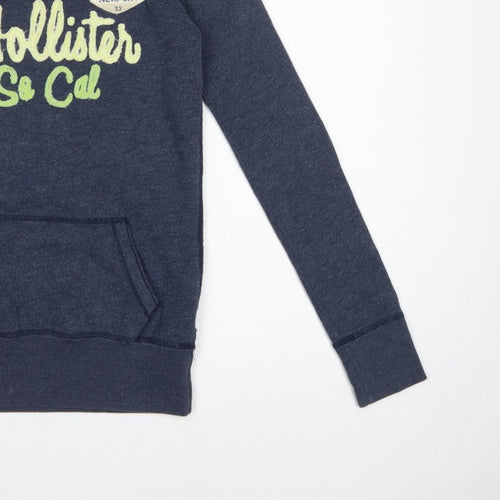 Hollister Women’s Blue XS Graphic Logo Pullover Sweatshirt Pocket