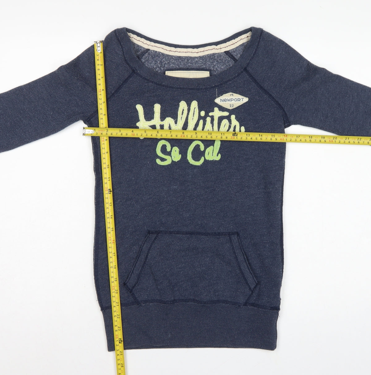 Hollister Women’s Blue XS Graphic Logo Pullover Sweatshirt Pocket