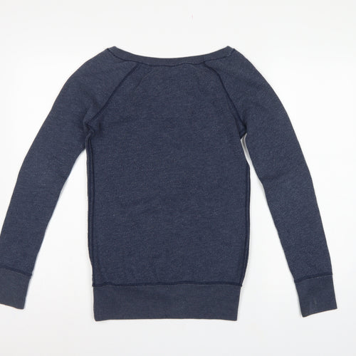 Hollister Women’s Blue XS Graphic Logo Pullover Sweatshirt Pocket