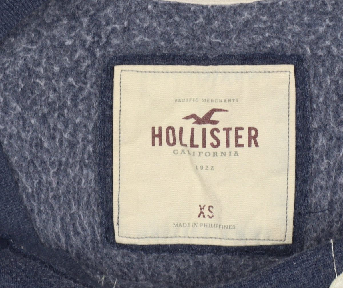 Hollister Women’s Blue XS Graphic Logo Pullover Sweatshirt Pocket