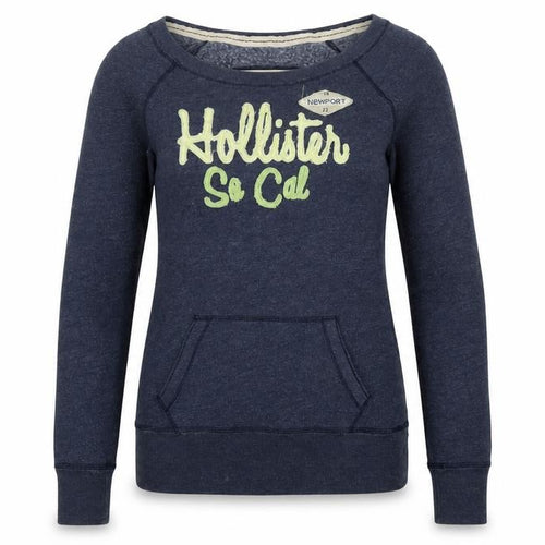 Hollister Women’s Blue XS Graphic Logo Pullover Sweatshirt Pocket