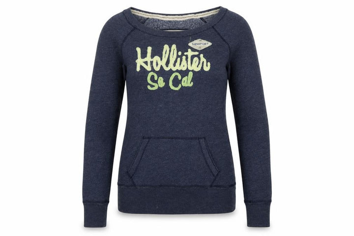 Hollister Women’s Blue XS Graphic Logo Pullover Sweatshirt Pocket