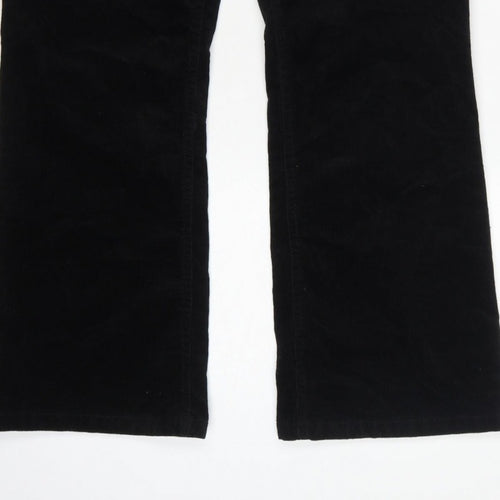 Marks & Spencer Women Black UK 16 Short Bootcut Stretch Corduroy Trousers