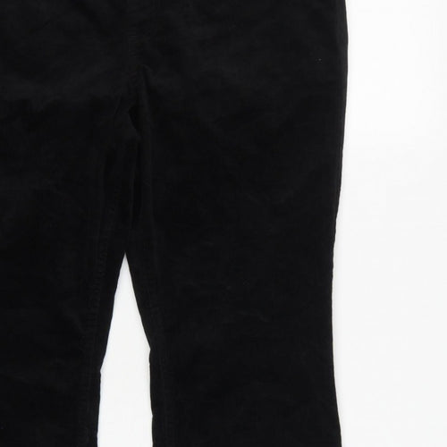 Marks & Spencer Women Black UK 16 Short Bootcut Stretch Corduroy Trousers