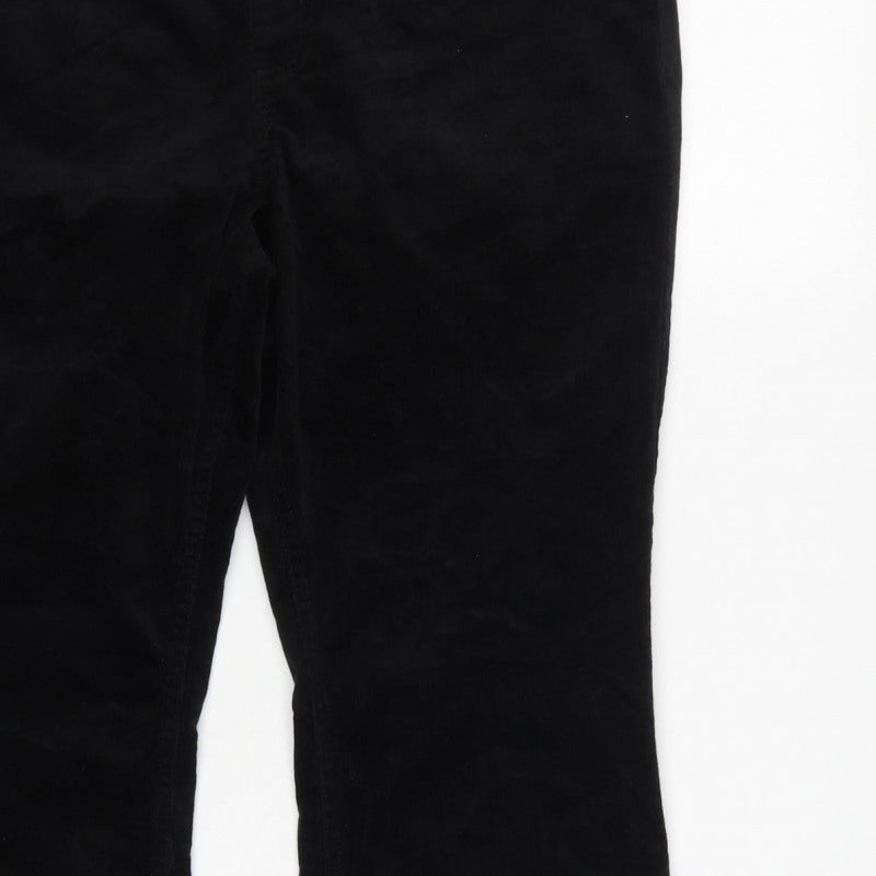 Marks & Spencer Women Black UK 16 Short Bootcut Stretch Corduroy Trousers